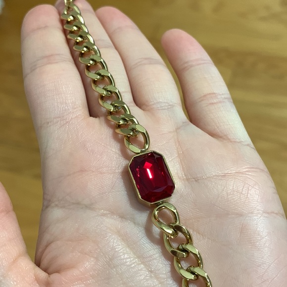 Ruby Gold Chain Bracelet and Necklace Set - Picture 7 of 17